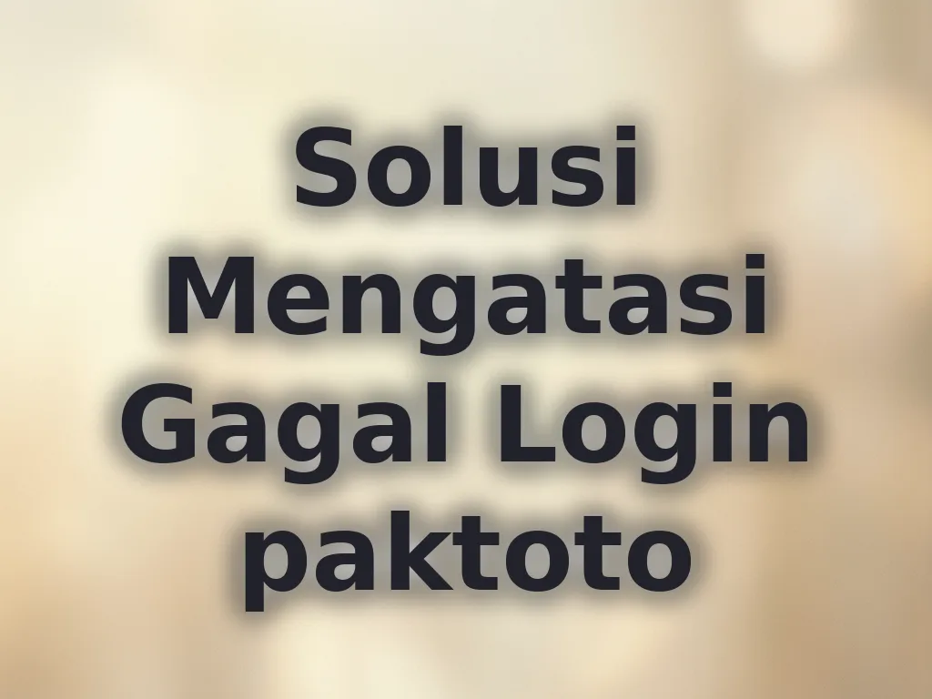 Solusi Mengatasi Gagal Login paktoto